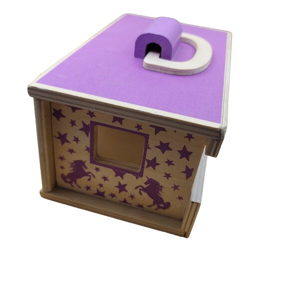 Breyer Magic Wooden Horse Carrier and 2 Unicorns Purple Pink Jj3642 - Picture 7 of 7